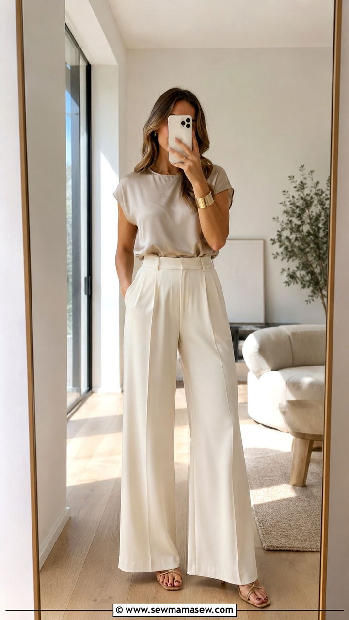 Palazzo Pants and Silk Tee - 30 Kindergarten graduation outfit ideas for moms