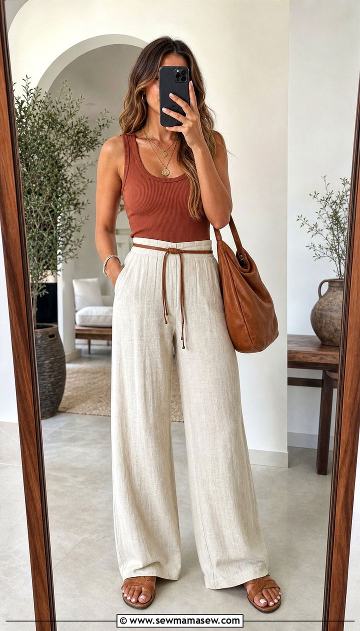 Palazzo Pants and Tank Top Boho Outfit - 25 Summer boho outfits 2026
