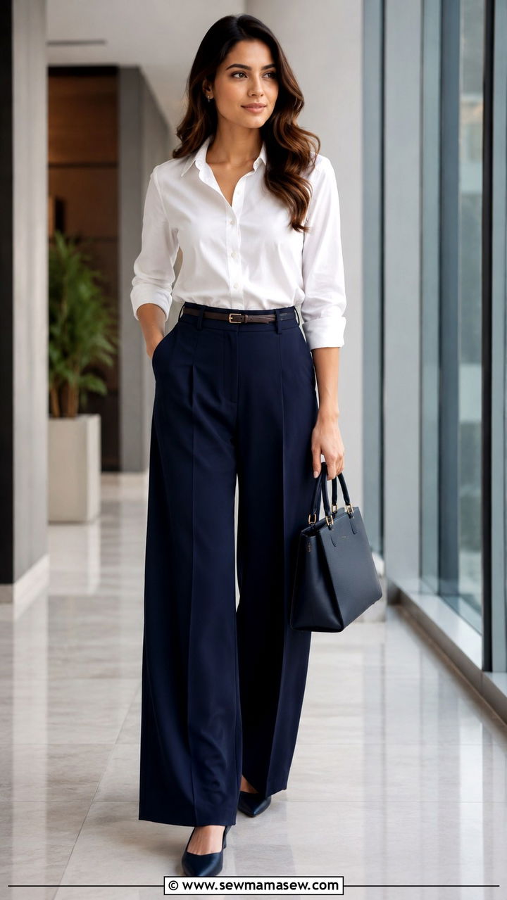 Palazzo Pants with Button Down Shirt - 30 how to style palazzo pants