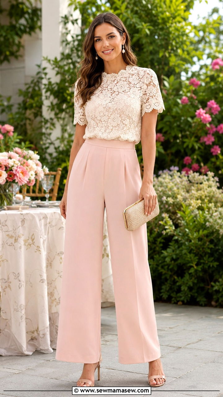 Palazzo Pants with Lace Top - 30 how to style palazzo pants