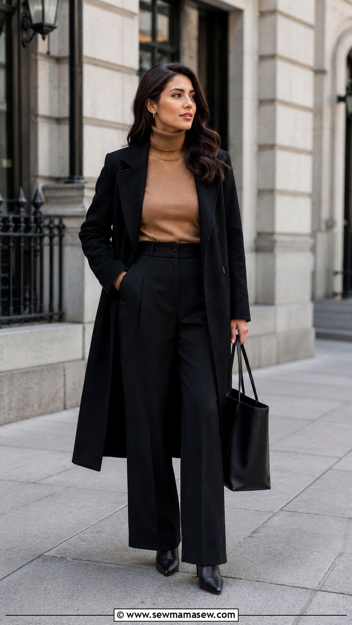 Palazzo Pants with Turtleneck Sweater - 30 how to style palazzo pants