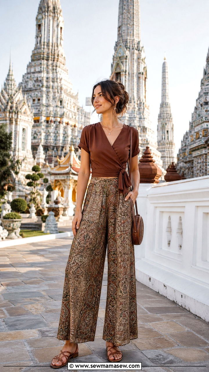Palazzo Pants with Wrap Top for Wat Arun - 40 What to wear in Bangkok
