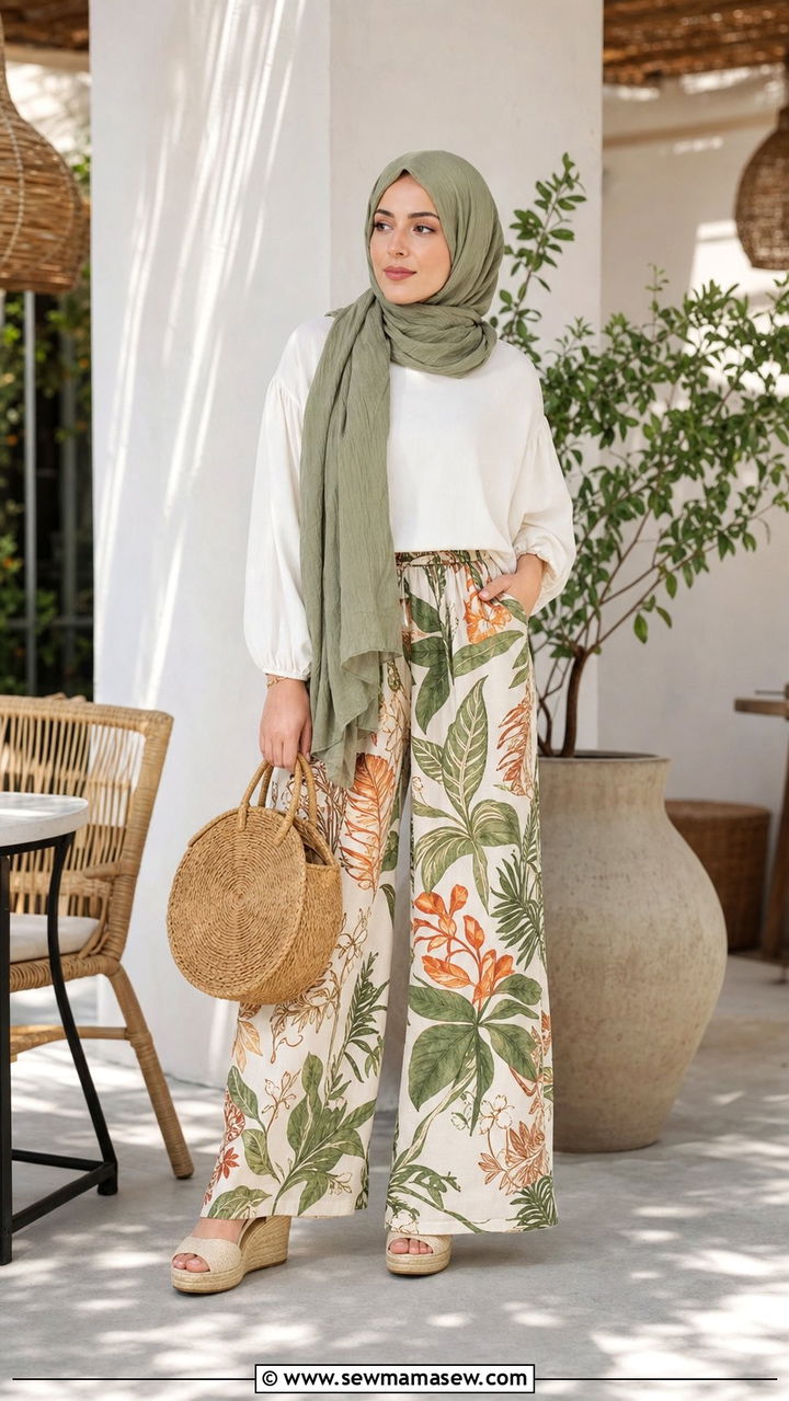 Palazzo pants and blouse hijab outfit - 25 summer outfits for hijab women