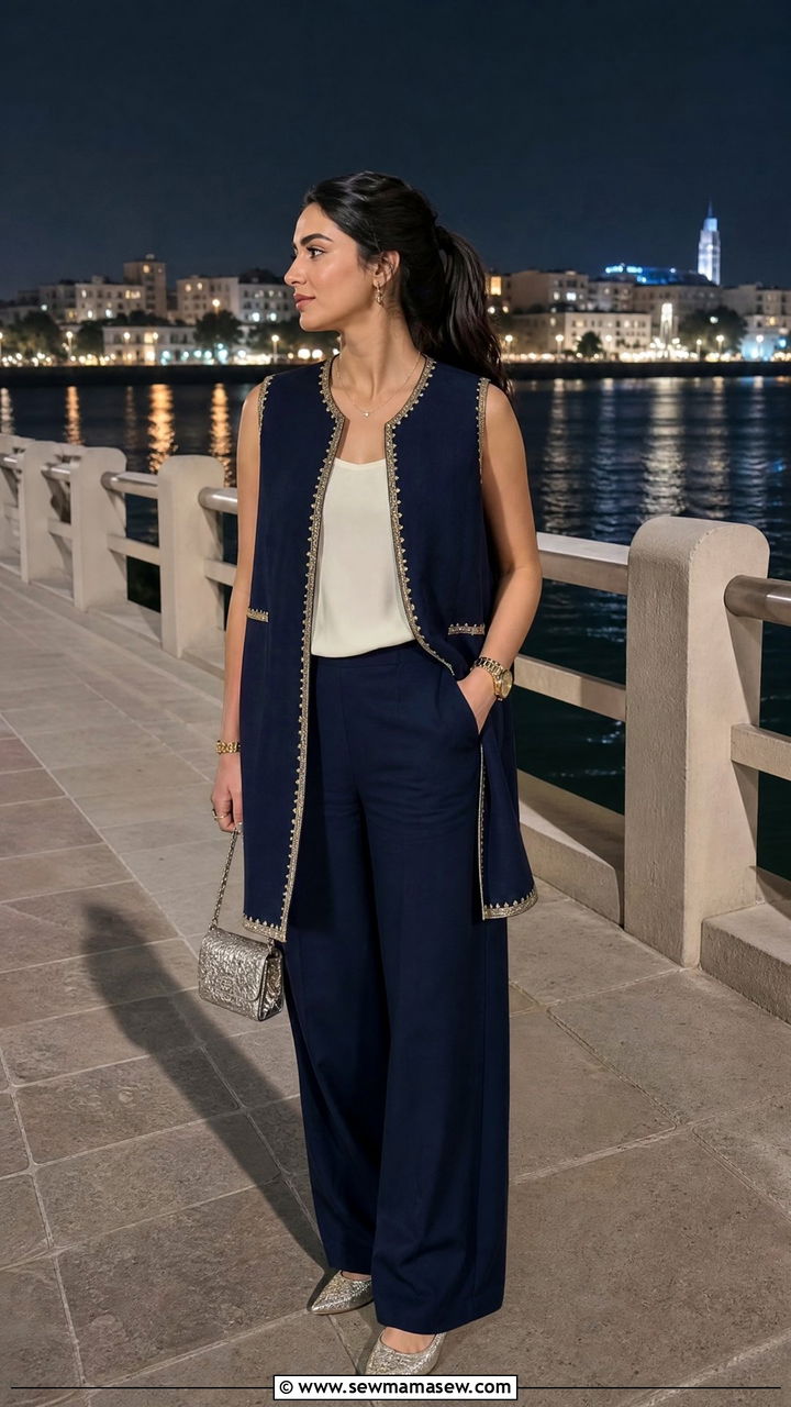 Palazzo pants with a sleeveless tunic vest - 25 Rabat outfit ideas