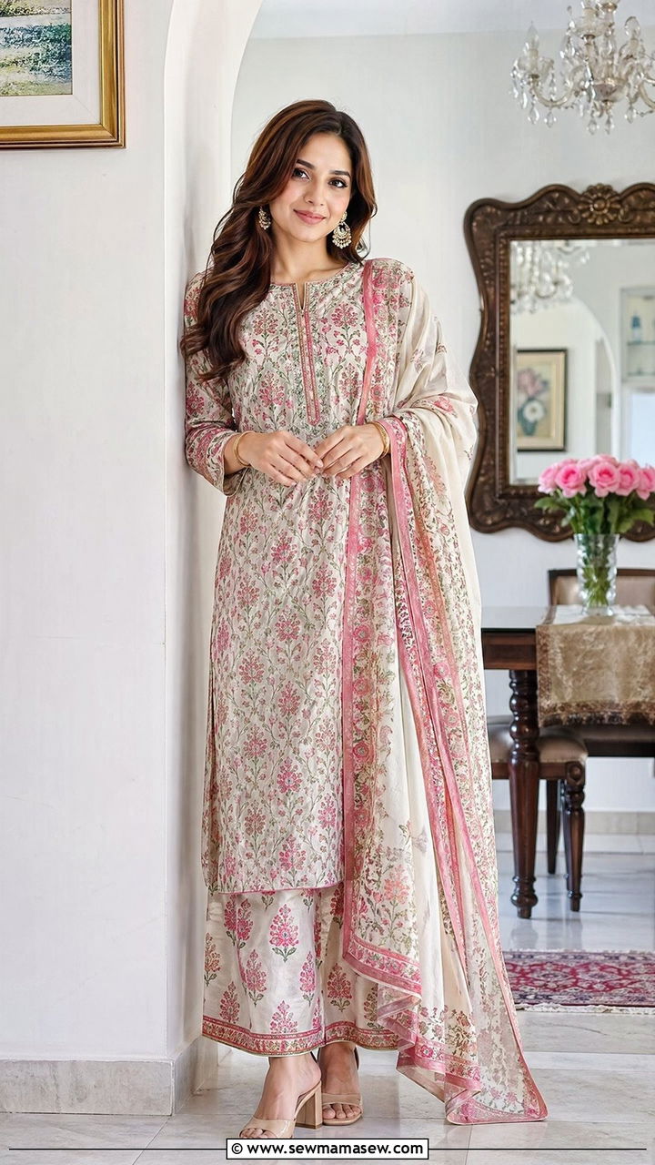 Palazzo suit with straight kurta and block heels - 35 Eid outfit ideas modest