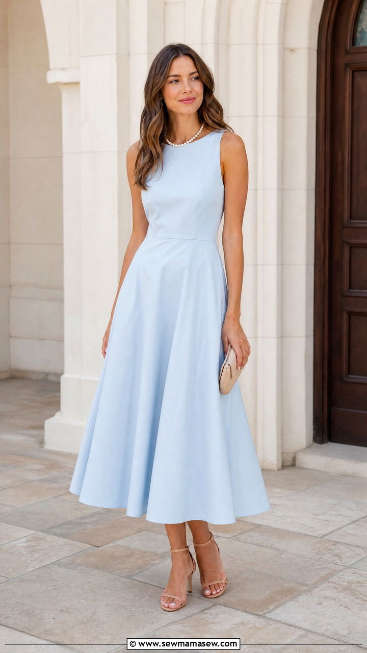 Pale Blue A Line Dress Wedding Guest Summer - 30 classy summer wedding guest outfit ideas