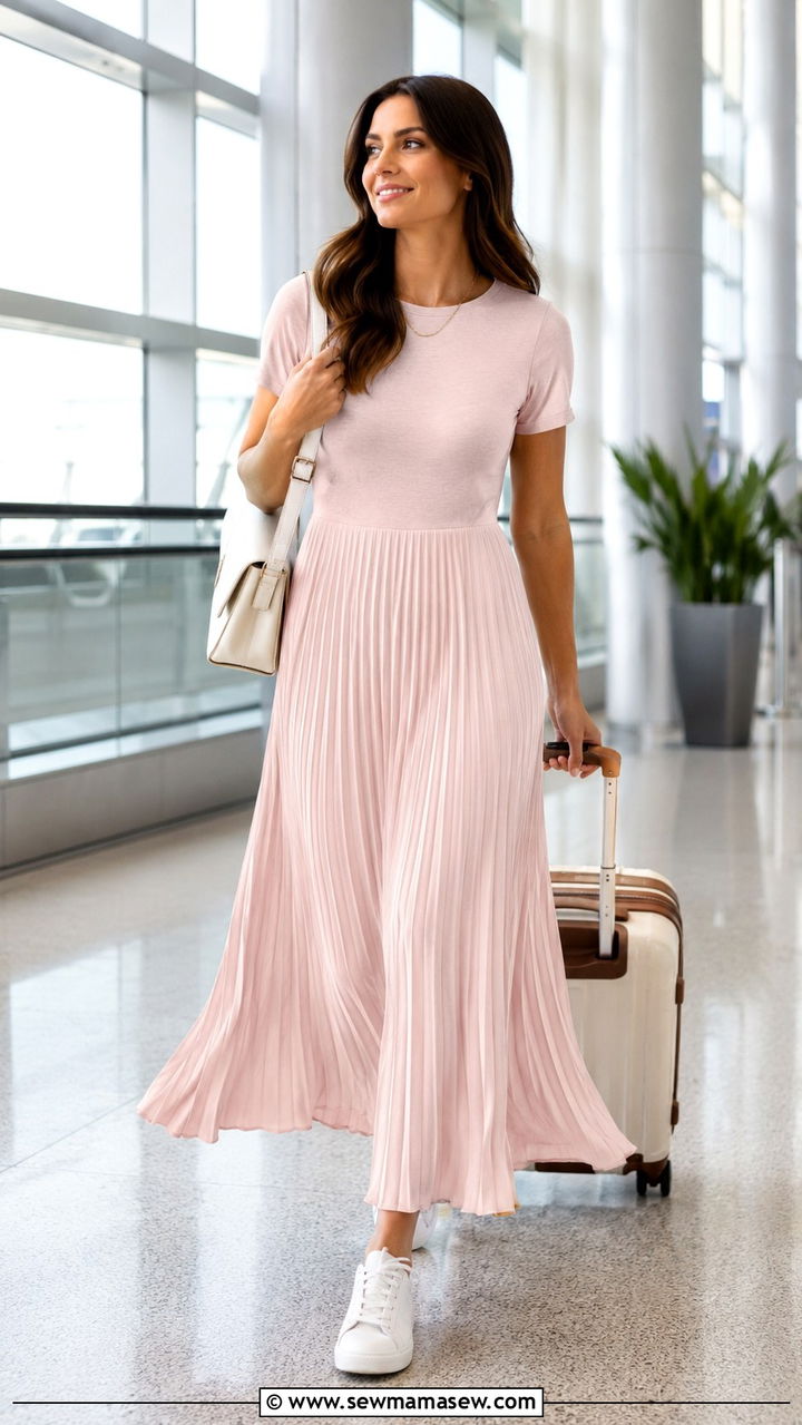 Pale Pink Pleated Jersey Dress - 25 Pink dress outfit ideas summer 2026