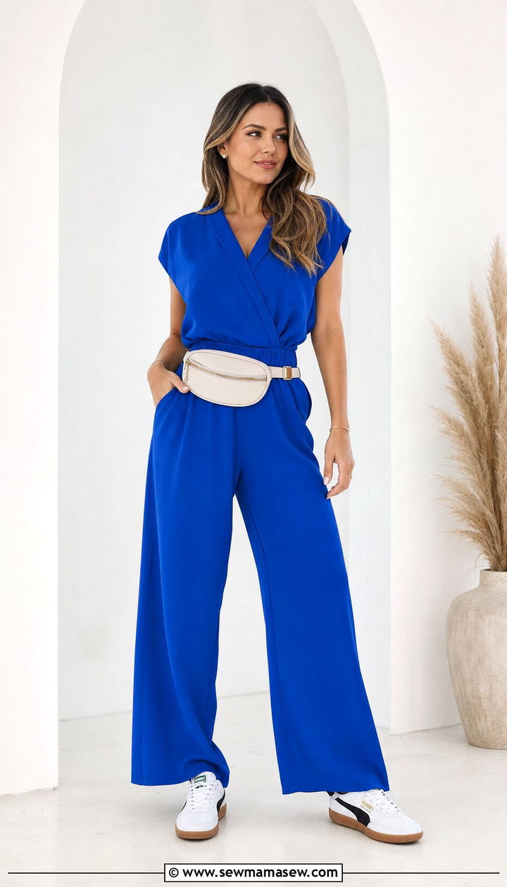 Palermo with wide leg jumpsuit - 25 Sporty chic outfit ideas with Puma Palermo