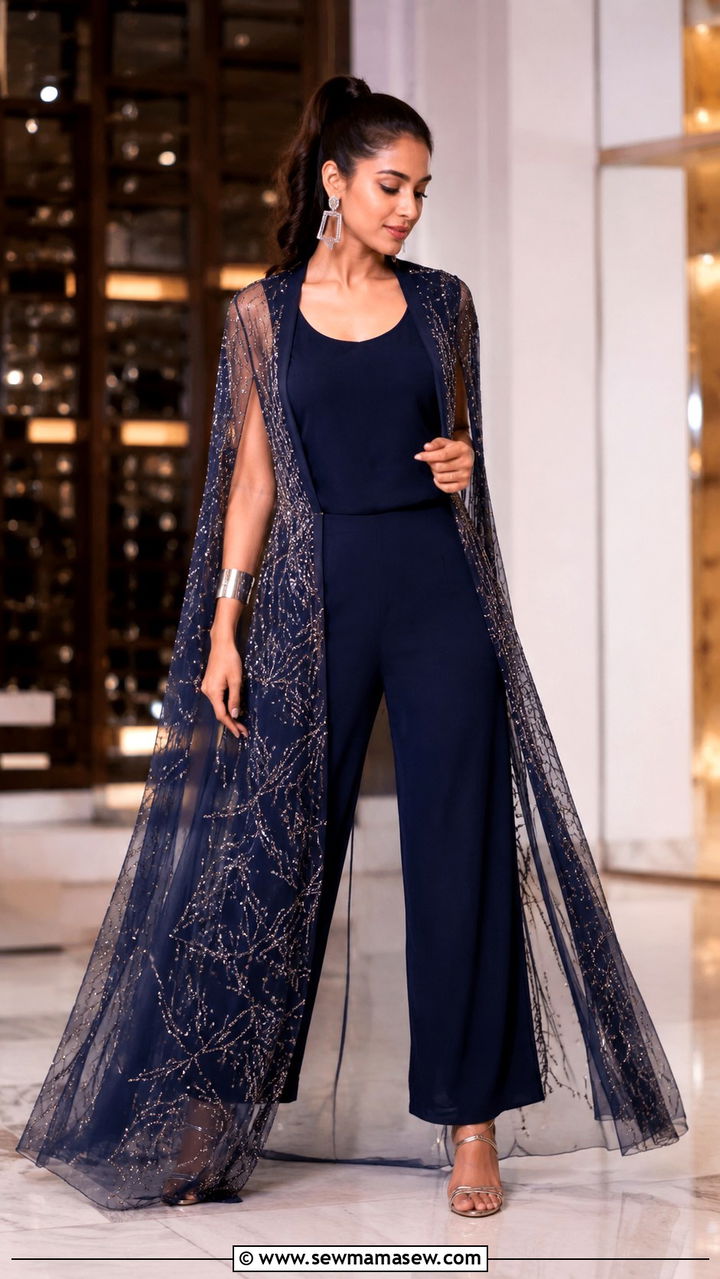 Pant Cape Set For Sangeet - 20 Wedding guest outfit ideas Indian wedding