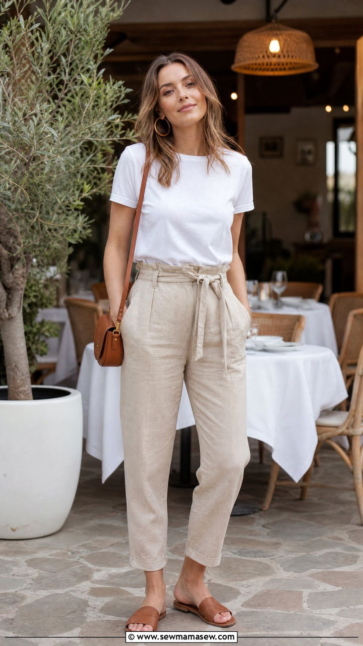 Paperbag Waist Pants Sunday Brunch Outfit - 25 Brunch outfit ideas boozy Sunday