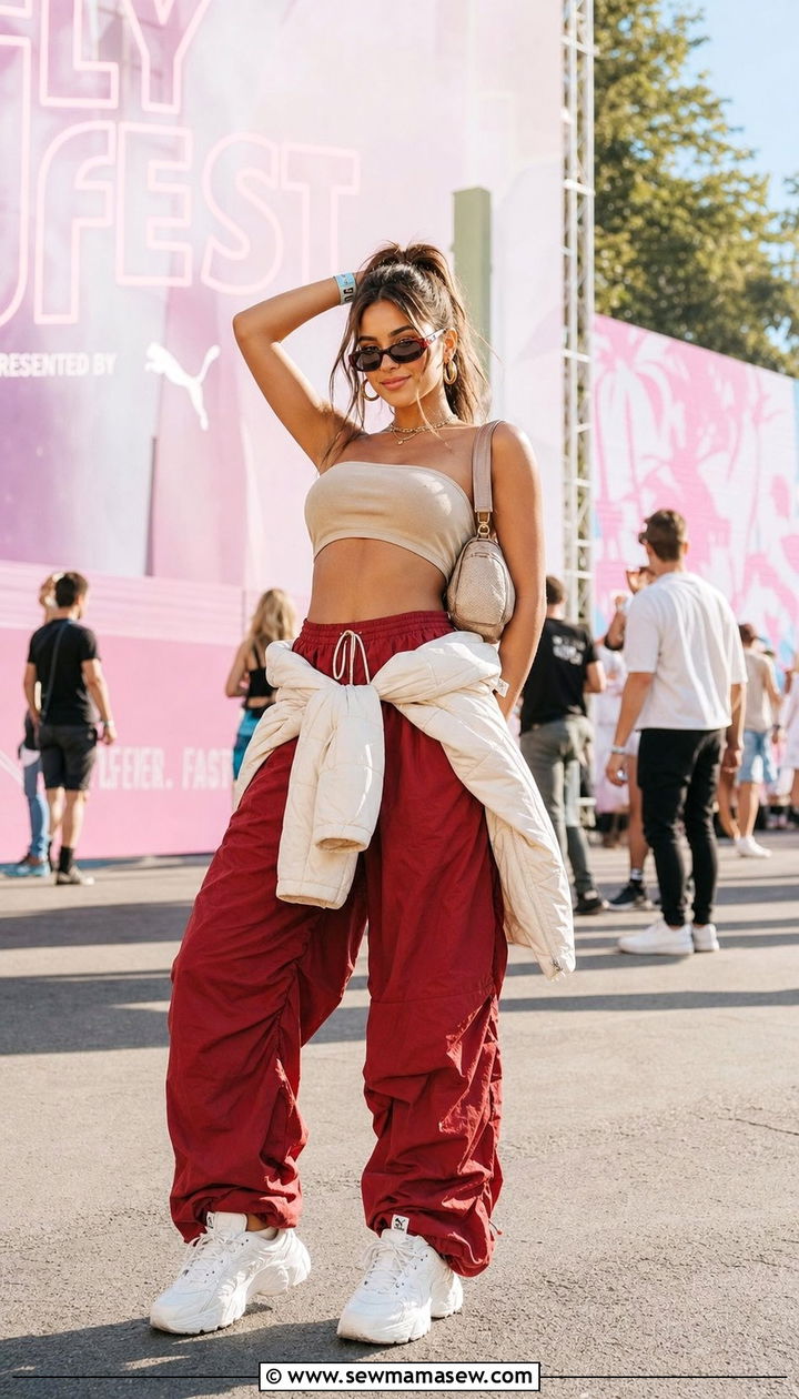 Parachute Pants With Bandeau Top - 25 cute Y2K outfits