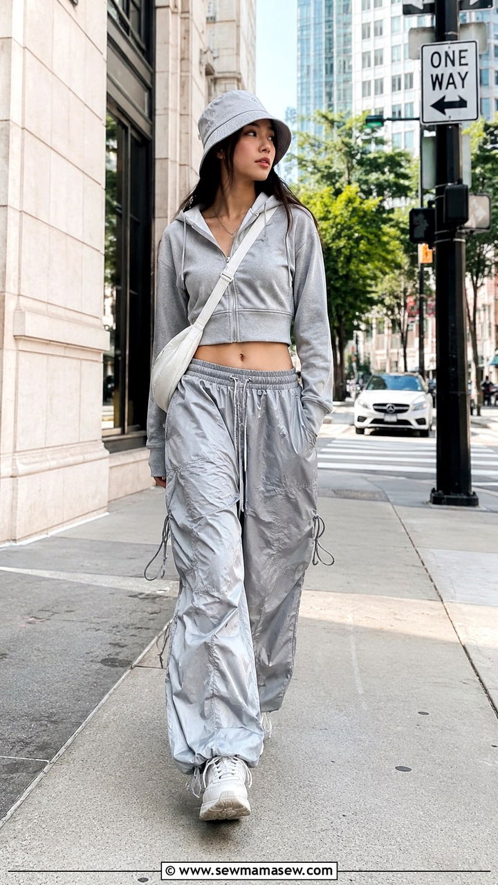 Parachute Pants and Cropped Hoodie Y2K - 25 y2k capsule wardrobe outfits