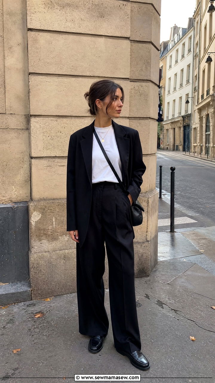 Parisian Blazer and Trousers Outfit - 30 Europe travel outfits ideas