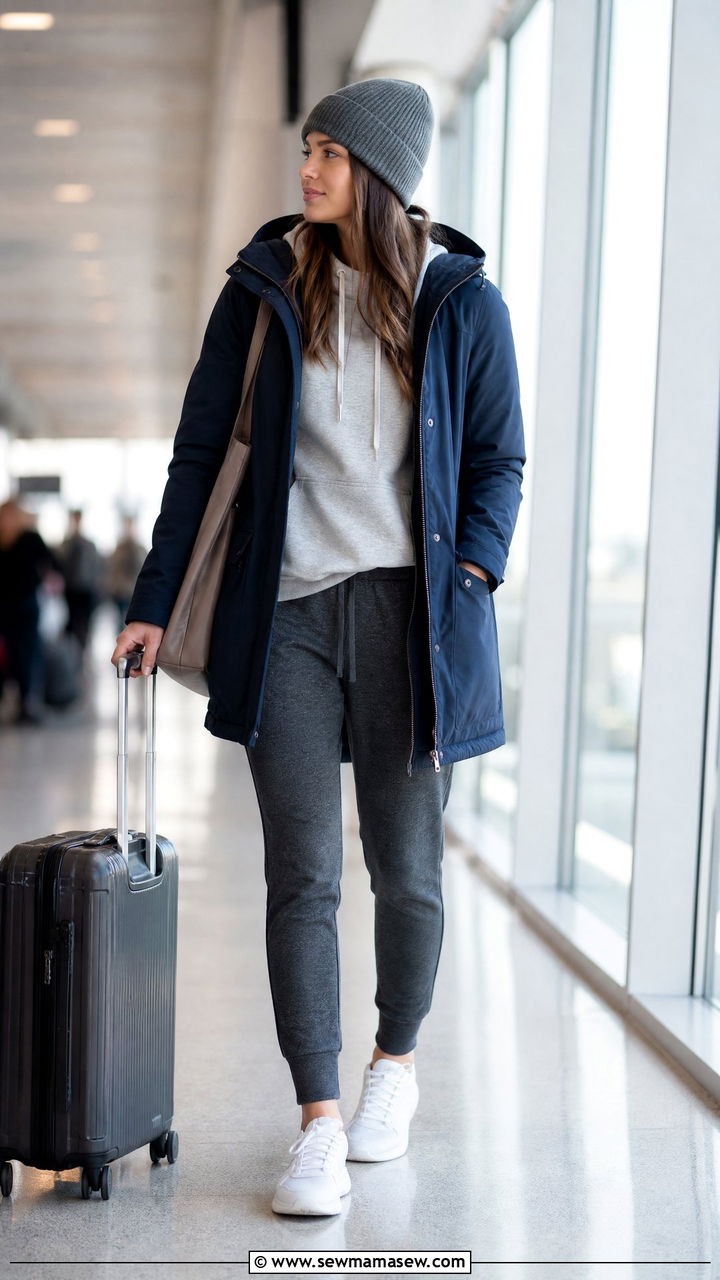 Parka Layered Over a Hoodie With Joggers - 25 Spring outfits with parka