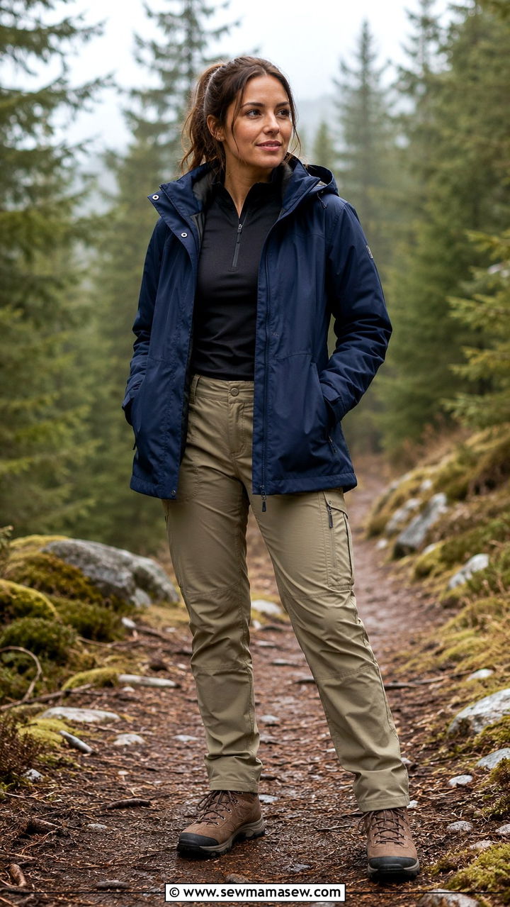 Parka with a thermal base layer and hiking pants - 30 How to style a parka