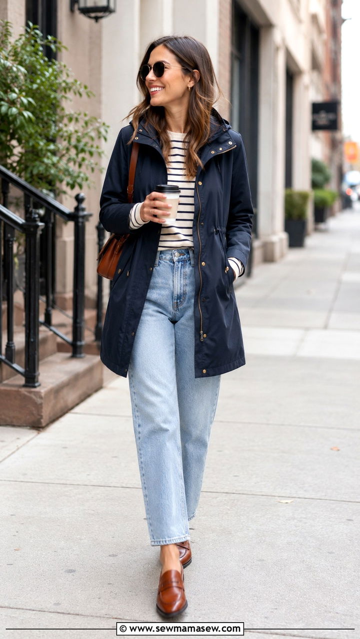 Parka with straight leg jeans and loafers - 30 How to style a parka