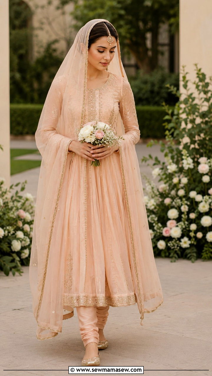 Pastel Anarkali Suit For Nikkah Bride - 20 Modest outfit ideas for Nikkah