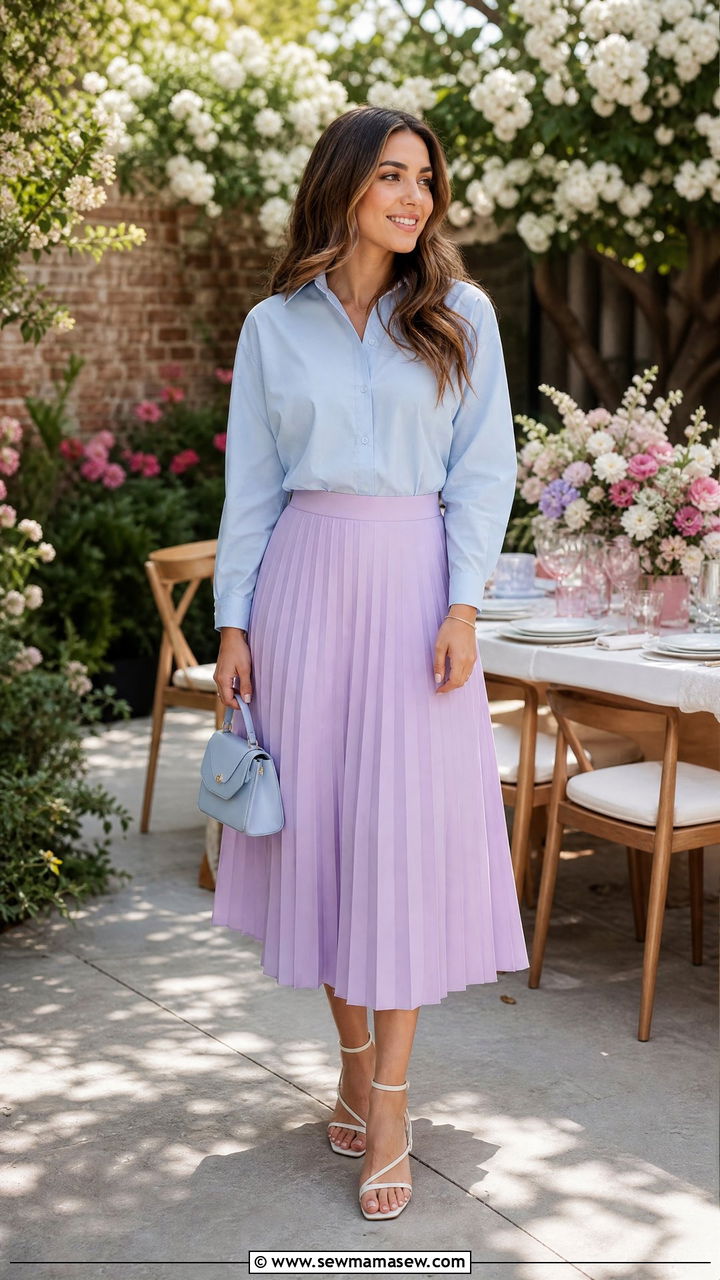 Pastel Blue And Lilac Color Block Outfit - 30 Color blocking outfit ideas