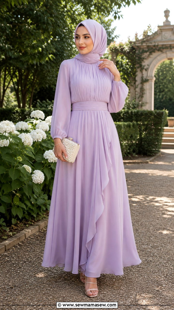 Pastel Chiffon Maxi Dress Outfit - 25 Wedding guest outfit ideas Muslim wedding
