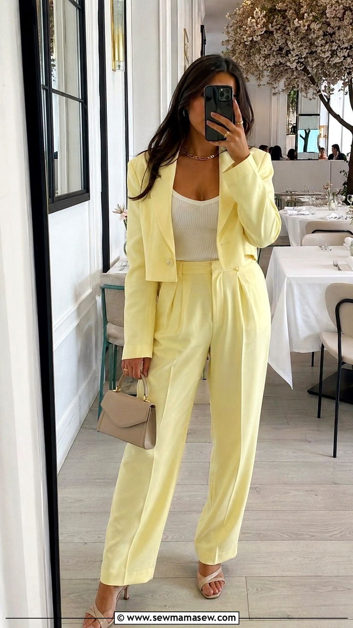 Pastel Co Ord Set With Heeled Mules - 25 Birthday brunch outfit ideas 2026