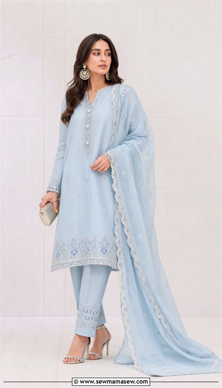 Pastel Co Ord Set With Statement Earrings - 25 Eid outfit ideas Indian