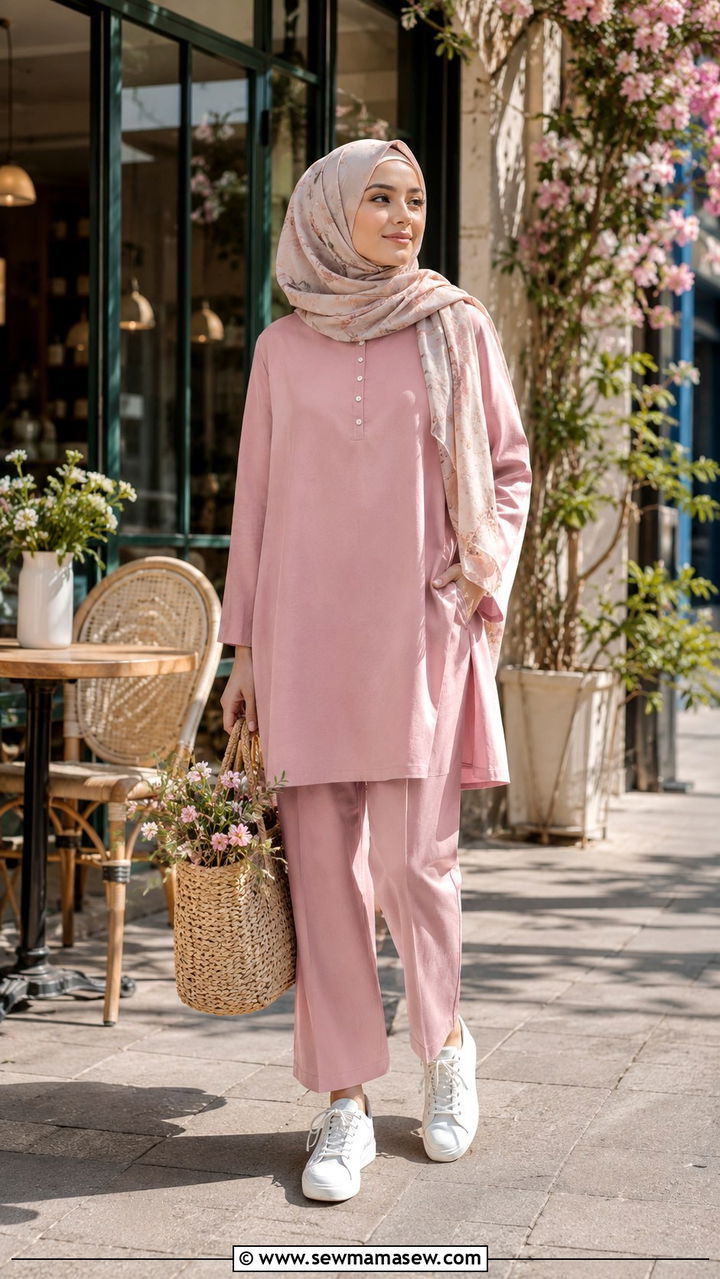 Pastel CoOrd Set with StraightCut Pants - 25 Ramadan matching set outfit ideas