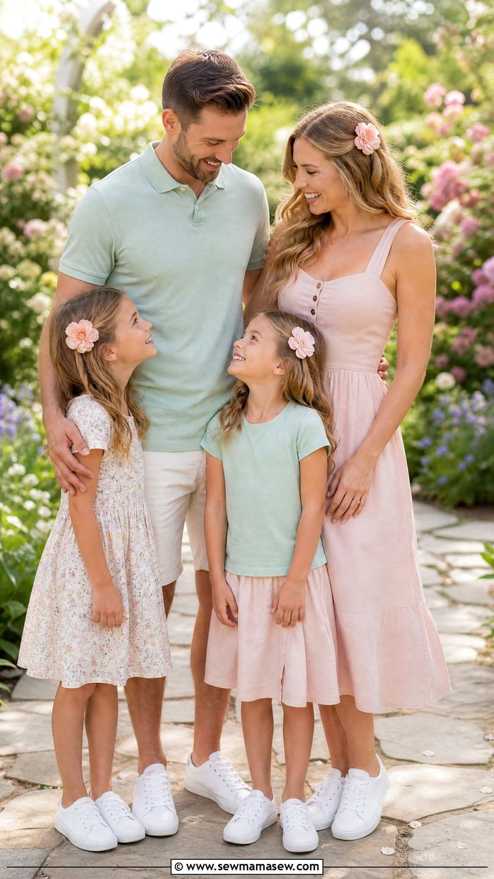 Pastel Color Matching Family Outfits - 30 Matching summer family outfits