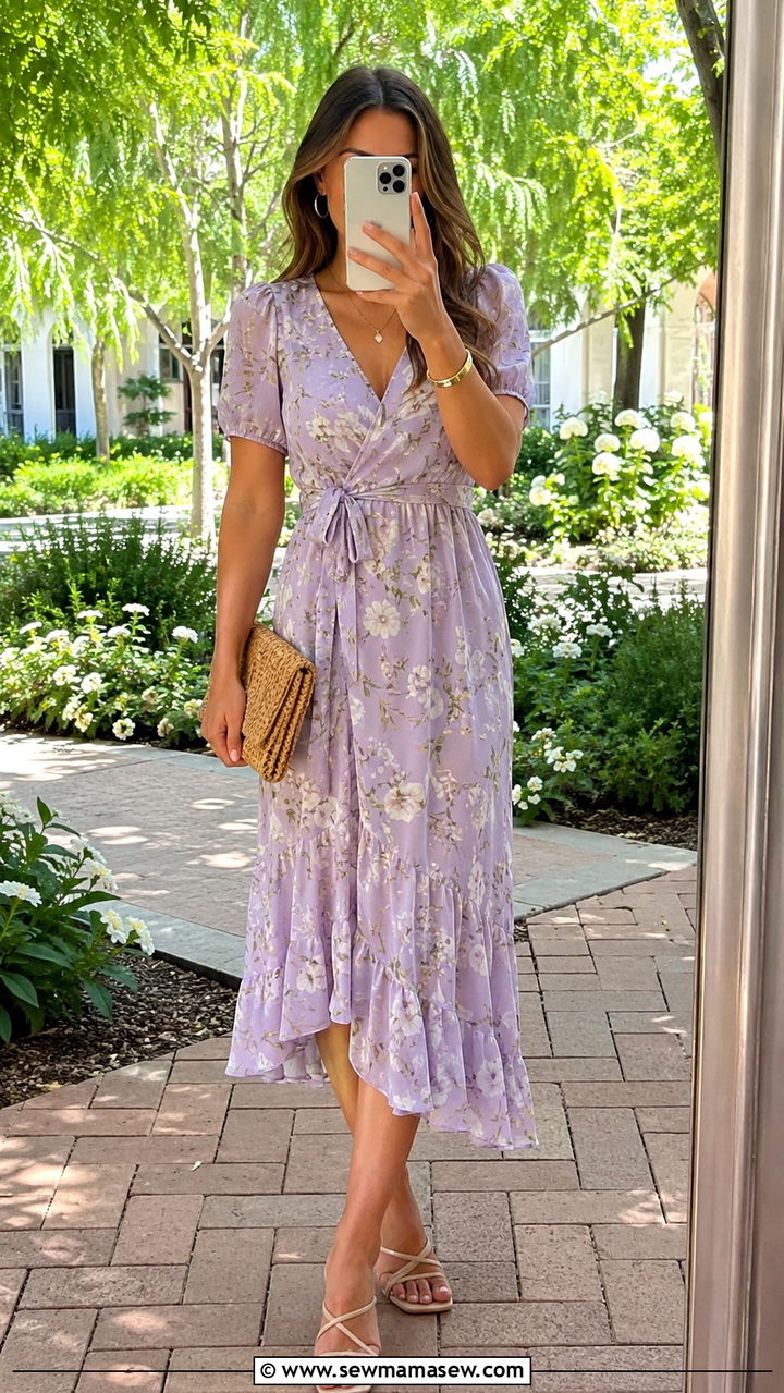 Pastel Floral Midi Dress With Strappy Sandals Graduation - 30 chic graduation outfits for women