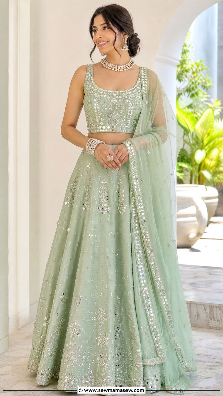 Pastel Green Lehenga for Karwa Chauth - 25 Karwa Chauth outfit ideas