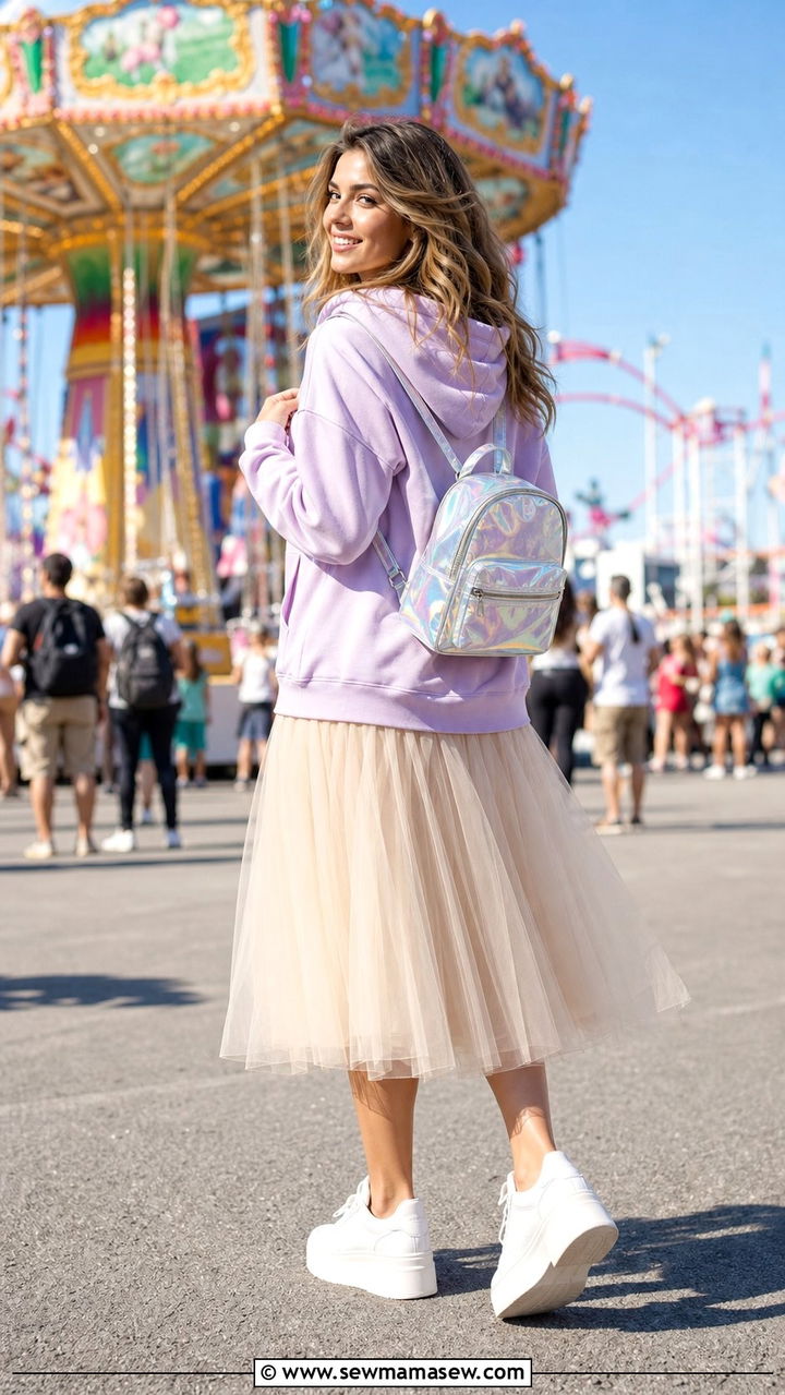 Pastel Hoodie With Layered Tulle Skirt - 25 spring fairycore outfits