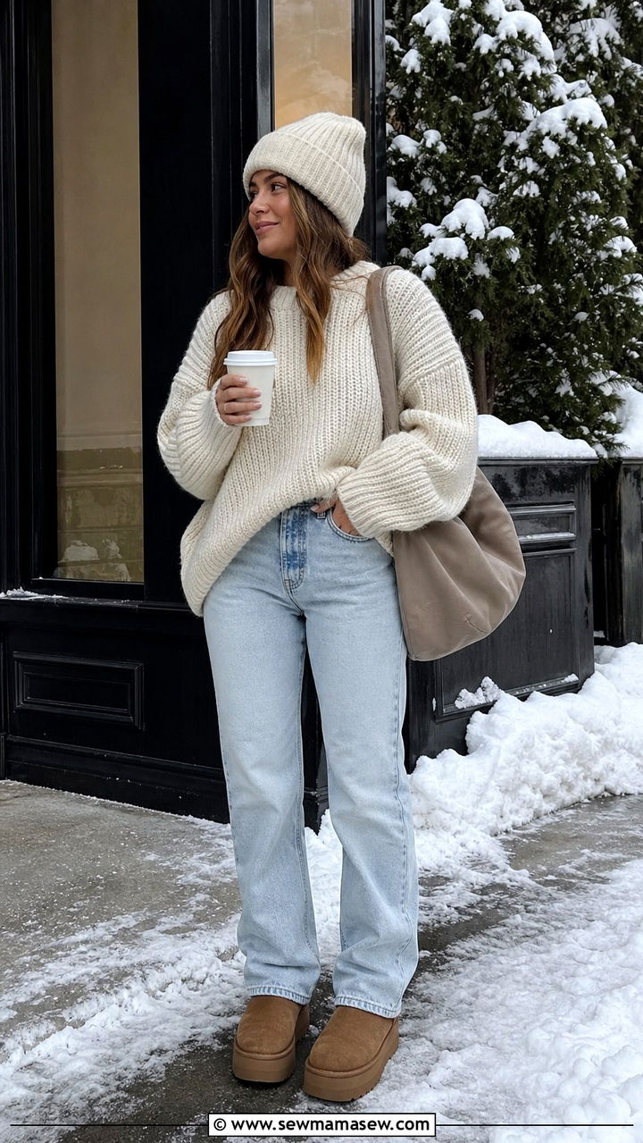 Pastel Jeans with Neutral Tank and Slide Sandals - 40 cute jeans outfits