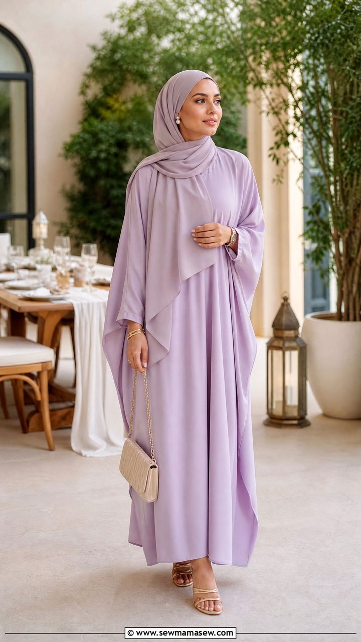 Pastel Kaftan With Metallic Sandals - 30 Ramadan outfit ideas modest