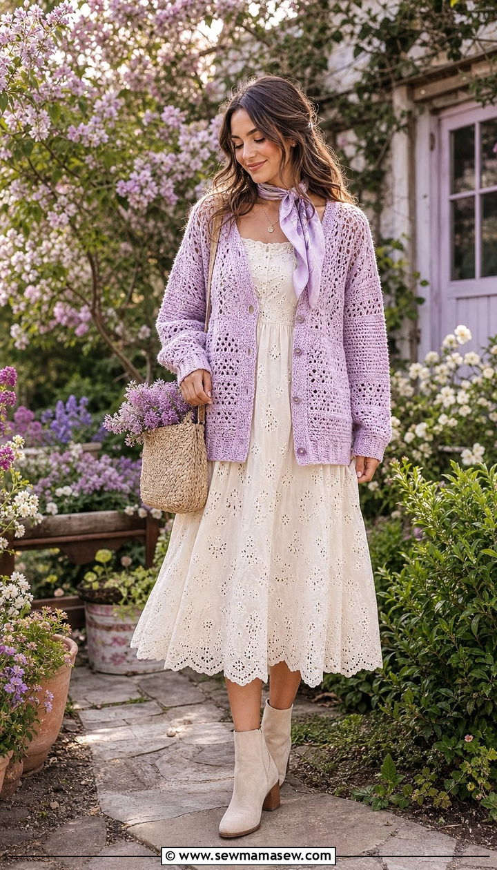 Pastel Layered Look With Crochet Details - 25 Cottagecore outfits 2026