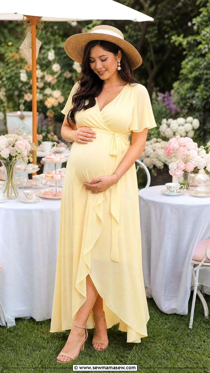Pastel Maternity Maxi Dress Baby Shower Look - 30 Maternity outfit ideas for baby shower