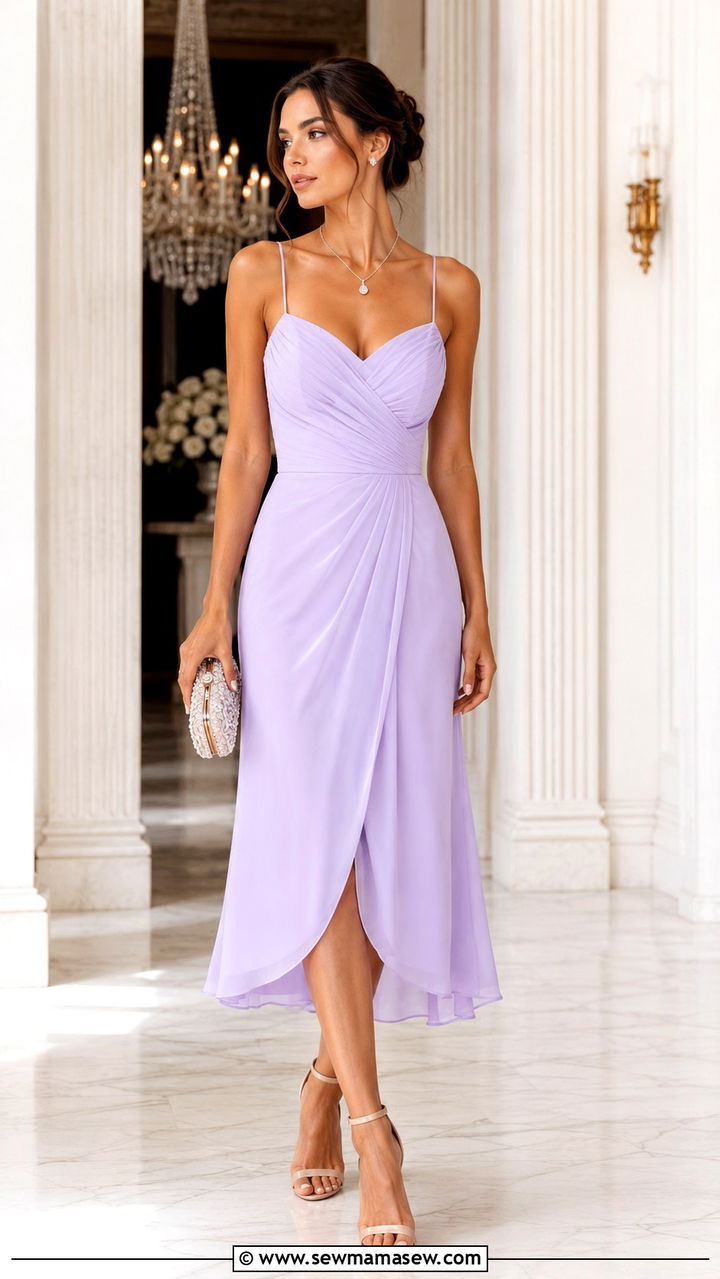 Pastel Midi Dress With Crystal Necklace And Heels - 30 Spring outfits with jewelry
