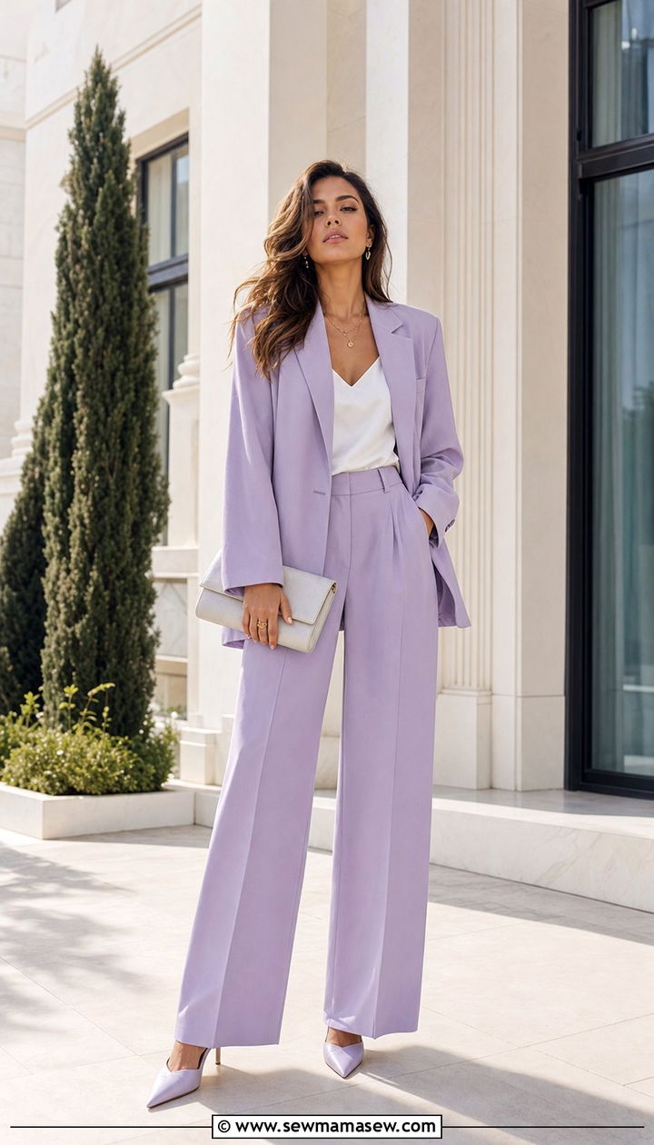 Pastel Monochrome Suit Outfit - 25 Spring outfit templates