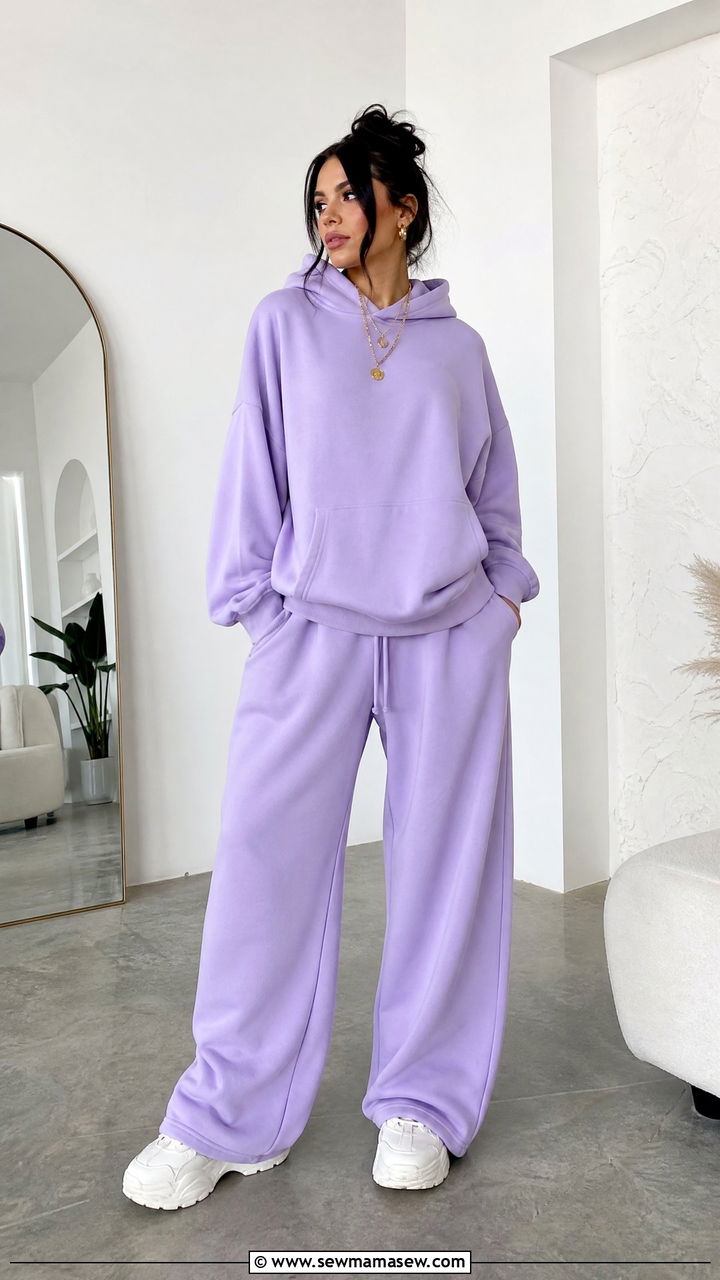 Pastel Oversized Hoodie With Wide Leg Sweatpants - 35 Billie Eilish concert outfit ideas