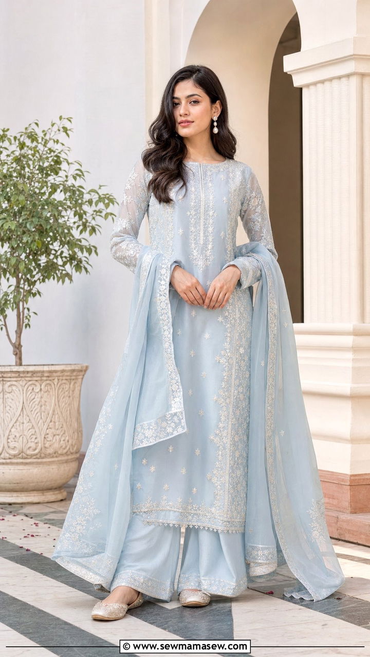 Pastel Palazzo Suit Set - 25 Eid matching set outfit ideas