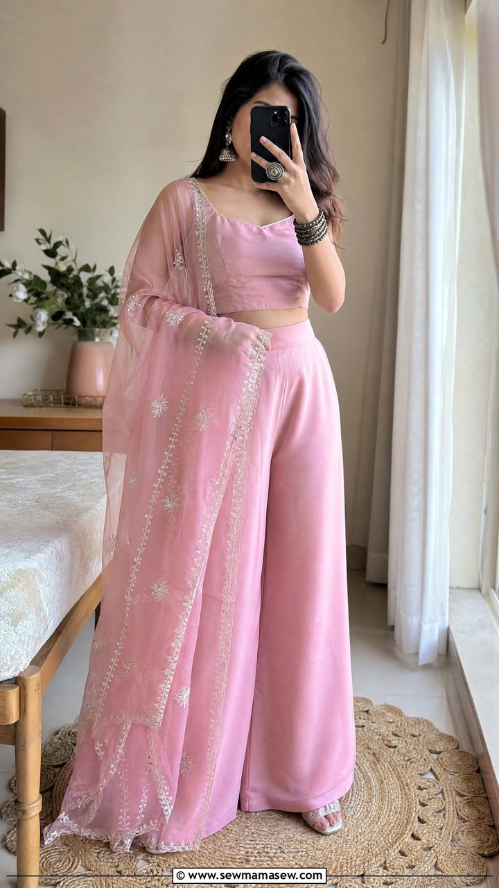 Pastel Pink Coord Set for Karwa Chauth - 25 Karwa Chauth outfit ideas