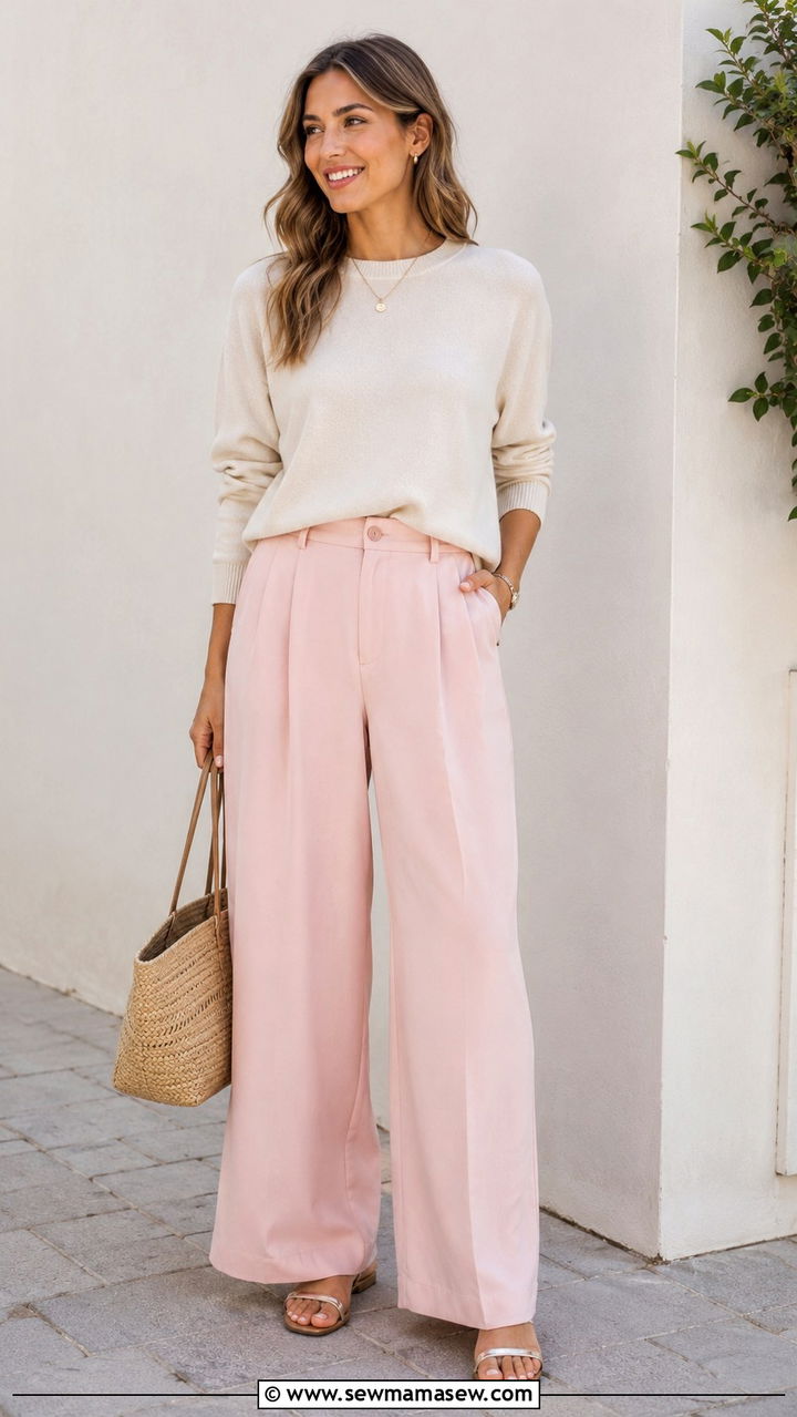 Pastel Pink Trousers Outfit - 25 2026 fashion trends women casual