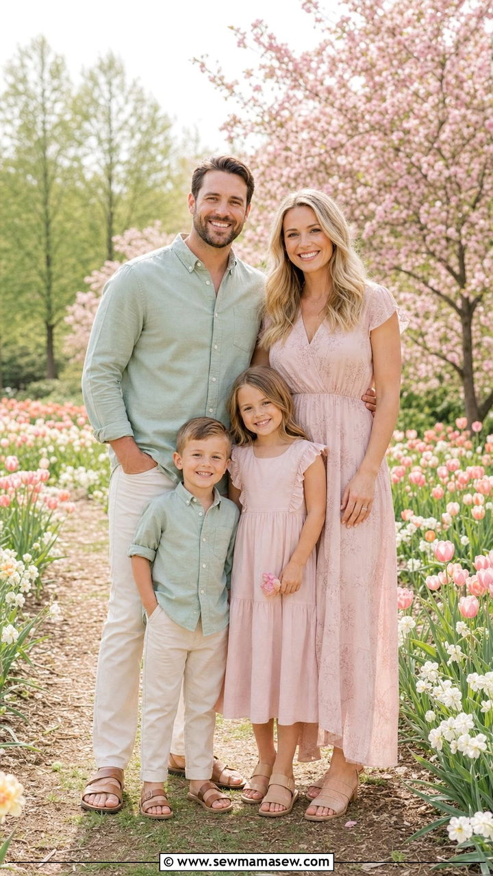 Pastel Pink and Sage Family Photo Outfit - 25 family photo outfits inspo