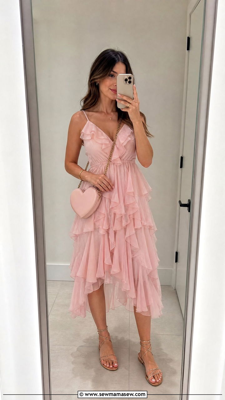 Pastel Ruffle Dress With Strappy Sandals - 30 Taylor Swift concert outfit ideas