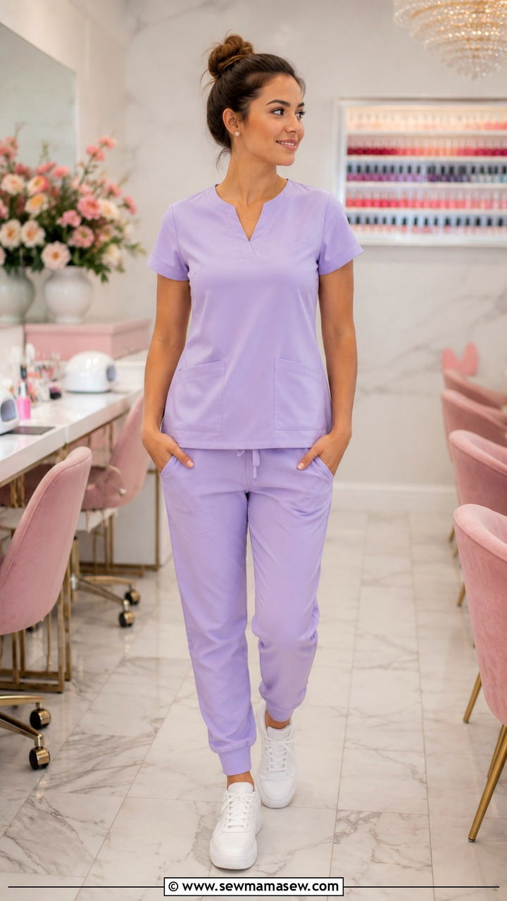 Pastel Scrubs Nail Salon Uniform - 25 Nail tech outfit ideas