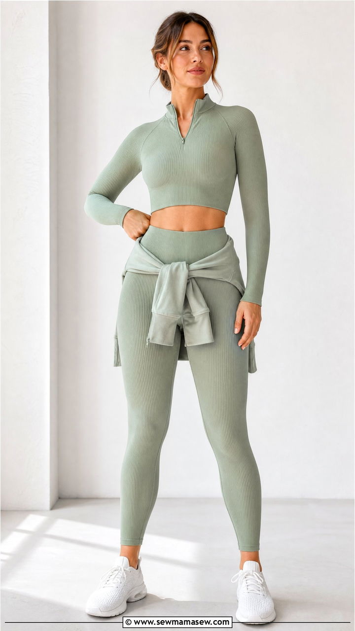 Pastel Seamless Leggings and Crop Top Set - 25 Gym outfit ideas cardio day