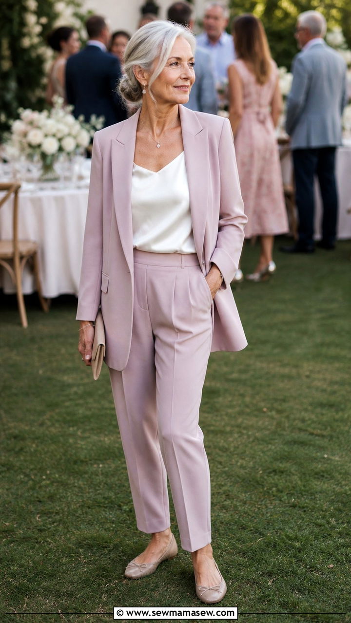 Pastel Suit in Dusty Pink or Lilac - 40 Spring outfit ideas for women over 60 2026