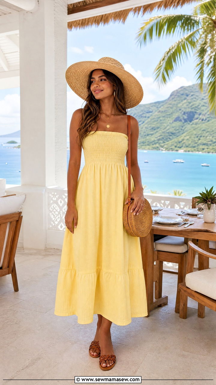 Pastel Sundress With Straw Hat Fiji Island Brunch Outfit - 25 Fiji outfit ideas