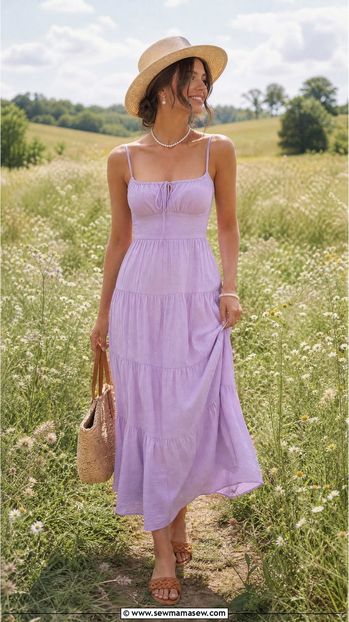 Pastel Sundress with a Straw Hat Picnic Outfit - 40 Spring picnic outfits