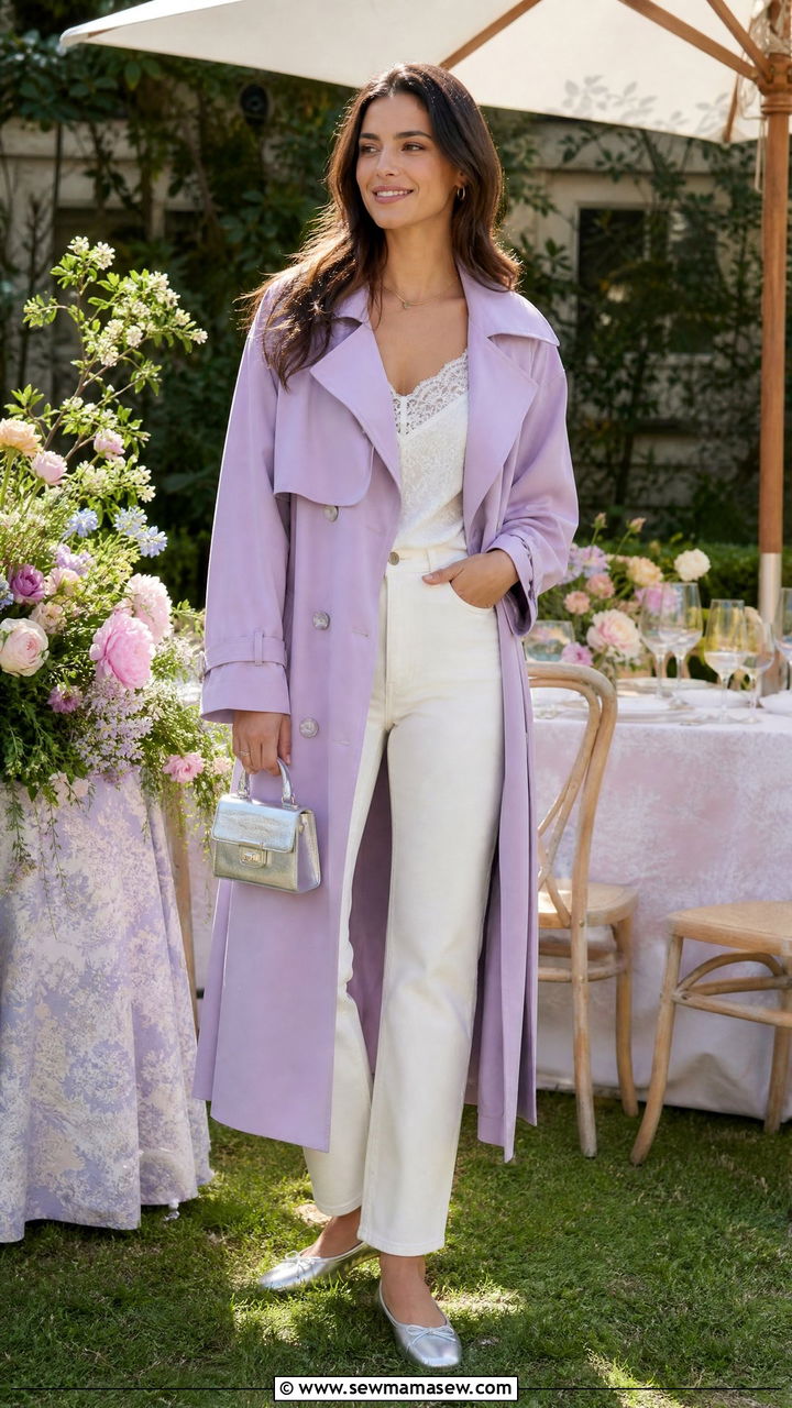 Pastel Trench Coat With White Denim And Metallic Flats - 35 How to style a trench coat