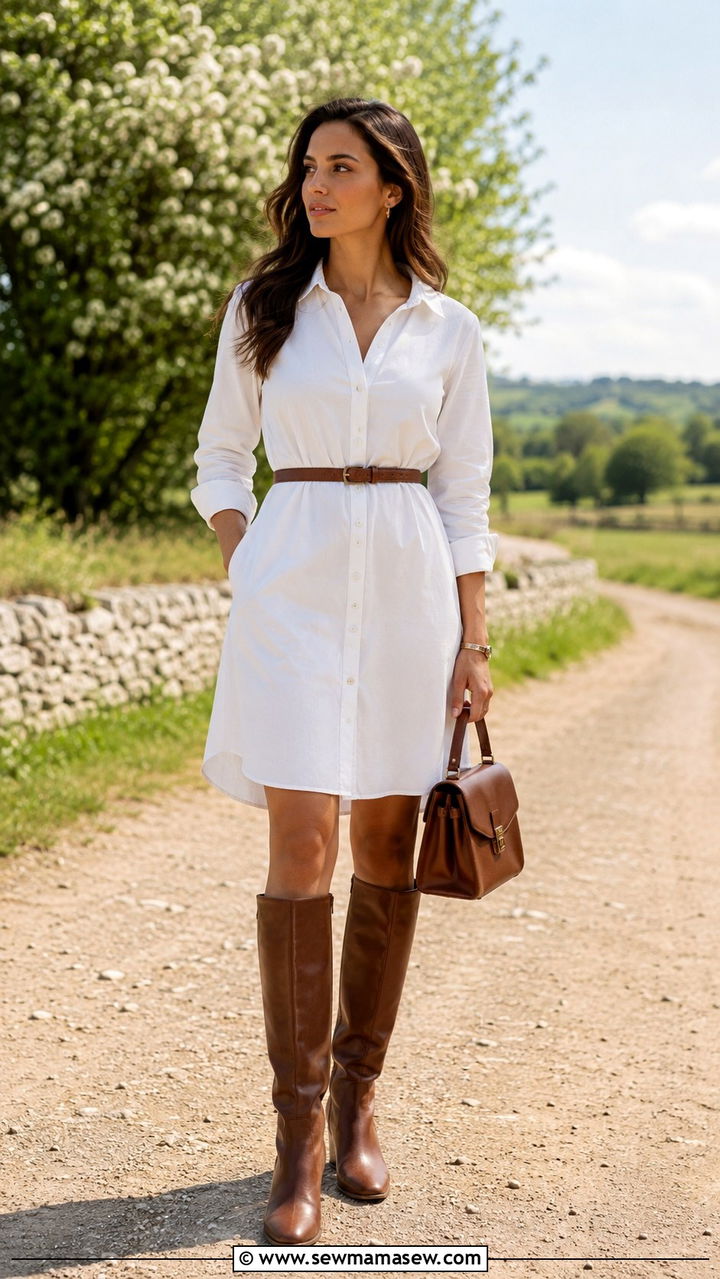 Pastel Two Piece Set With White Boots - 30 Spring outfits with boots