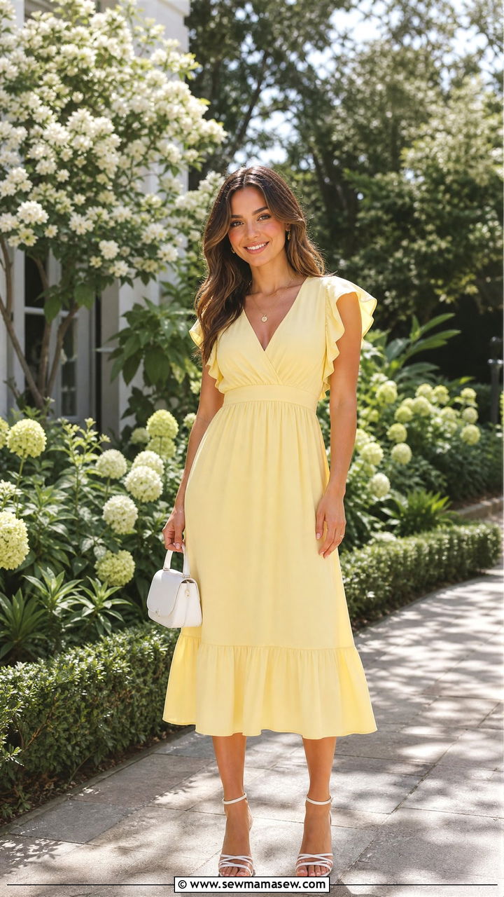 Pastel Yellow Dress Garden Wedding Guest Look - 30 Garden attire wedding guest outfit ideas